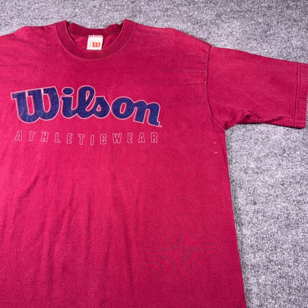 Vintage Wilson Athleticwear T-Shirt Mens XXL Red Maroon Made in USA 90s Cotton